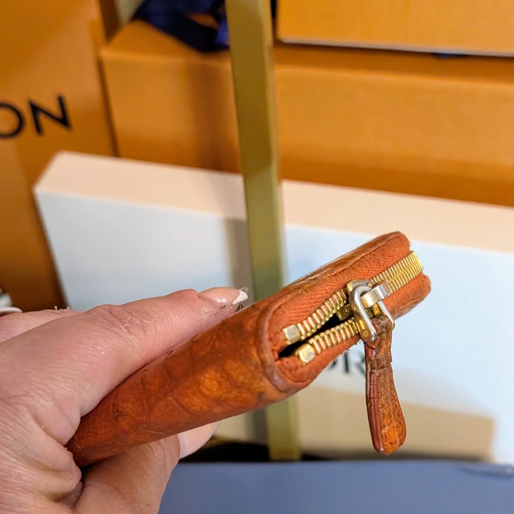 Miu Miu Orange Croc-Embossed Wallet